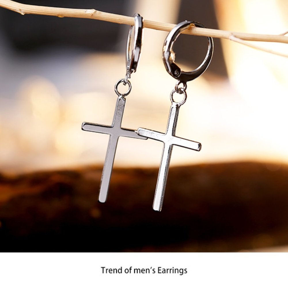 💙Sterling Silver Cross Huggies - Picture 2 of 8